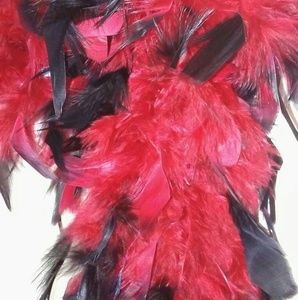 Red & Black Feather Boa 72" Valentines Day